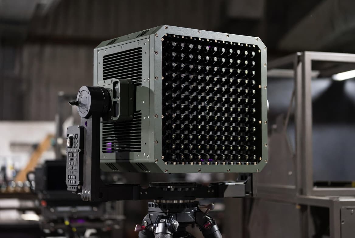 Phased-array radar with GaAs T/R modules.